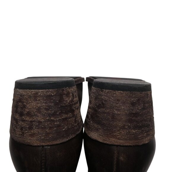 Frye Ray Seam Brown Distressed Leather Western Heeled Ankle Boots Womens 7.5 - Picture 12 of 12